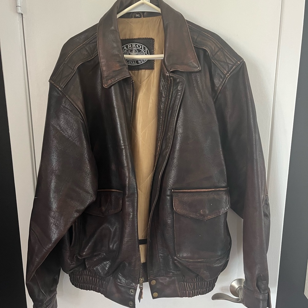 Carroll thick leather bomber jacket xxl